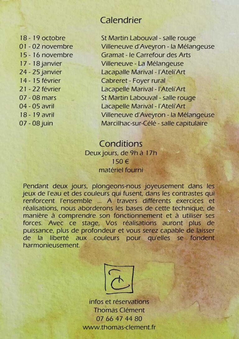 Flyer stages d'aquarelle impression page002